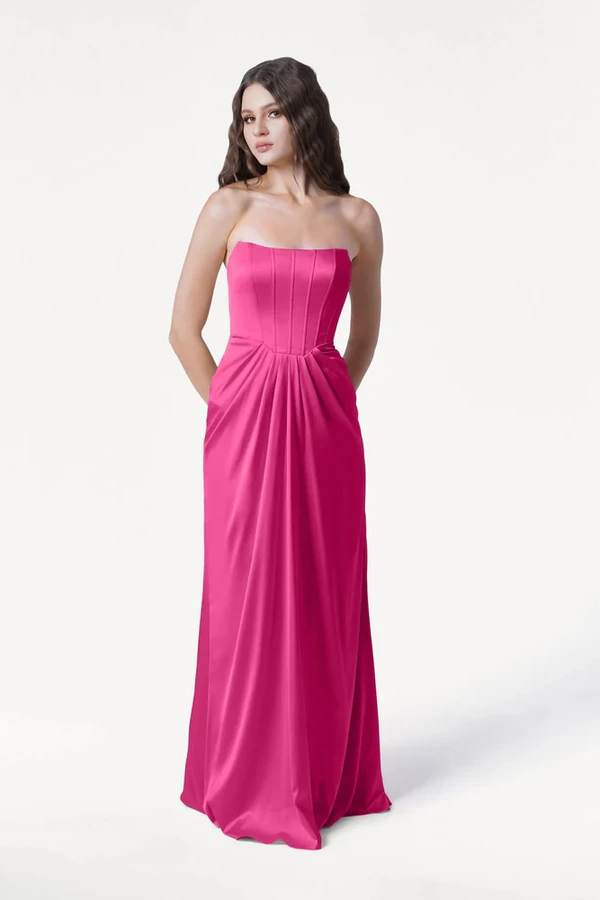 Selena Cerise Bridesmaid Dress by TH&TH front Selena Cerise Bridesmaid Dress by TH&TH front