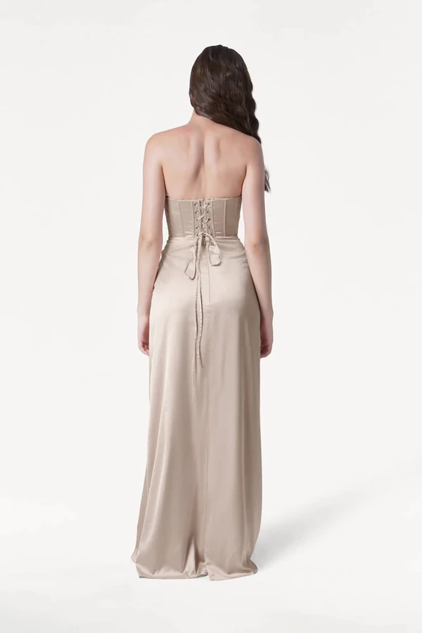 Selena Champagne Sky Bridesmaid Dress by TH&TH back Selena Champagne Sky Bridesmaid Dress by TH&TH back