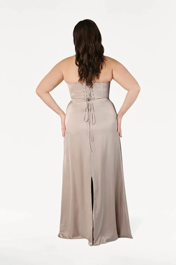 Selena Champagne Sky Bridesmaid Dress by TH&TH curve-back Selena Champagne Sky Bridesmaid Dress by TH&TH curve-back