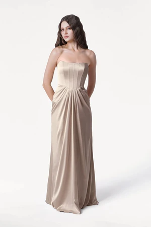Selena Champagne Sky Bridesmaid Dress by TH&TH front