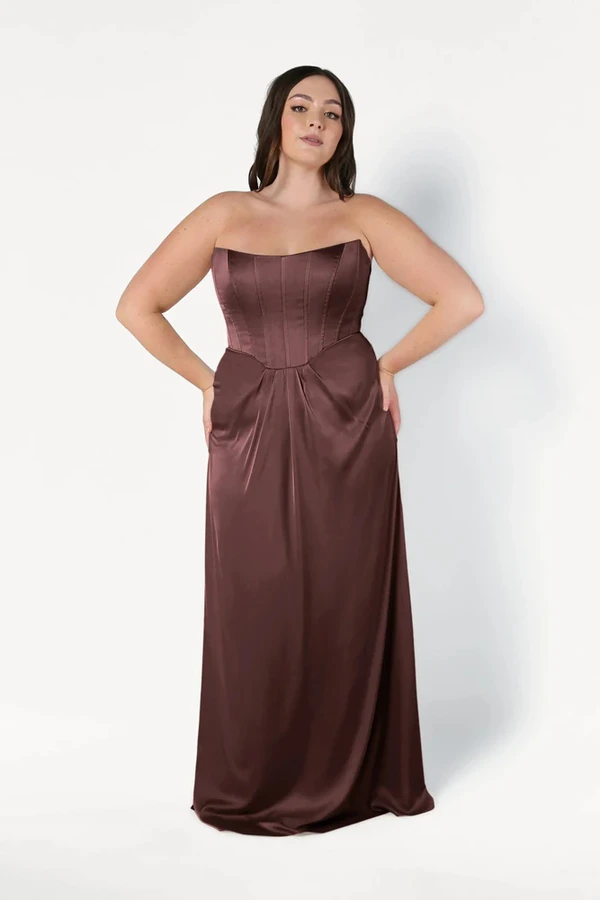 Selena Chocolate Brown Bridesmaid Dress by TH&TH front Selena Chocolate Brown Bridesmaid Dress by TH&TH front