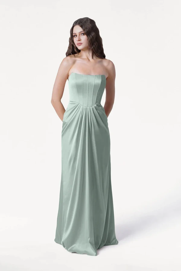 Selena Dusty Eucalyptus Bridesmaid Dress by TH&TH front Selena Dusty Eucalyptus Bridesmaid Dress by TH&TH front