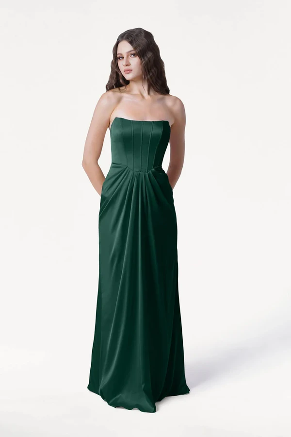 Selena Forest Green Bridesmaid Dress by TH&TH front Selena Forest Green Bridesmaid Dress by TH&TH front