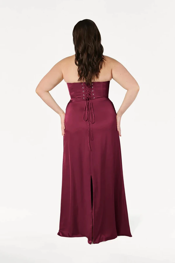 Selena Merlot Bridesmaid Dress by TH&TH curve-back Selena Merlot Bridesmaid Dress by TH&TH curve-back