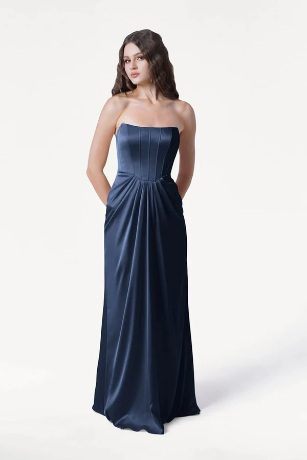 Selena Navy Bridesmaid Dress by TH&TH front Selena Navy Bridesmaid Dress by TH&TH front