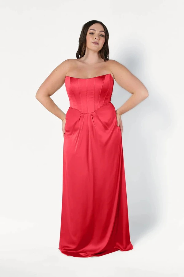 Selena Ruby Bridesmaid Dress by TH&TH curve-front Selena Ruby Bridesmaid Dress by TH&TH curve-front