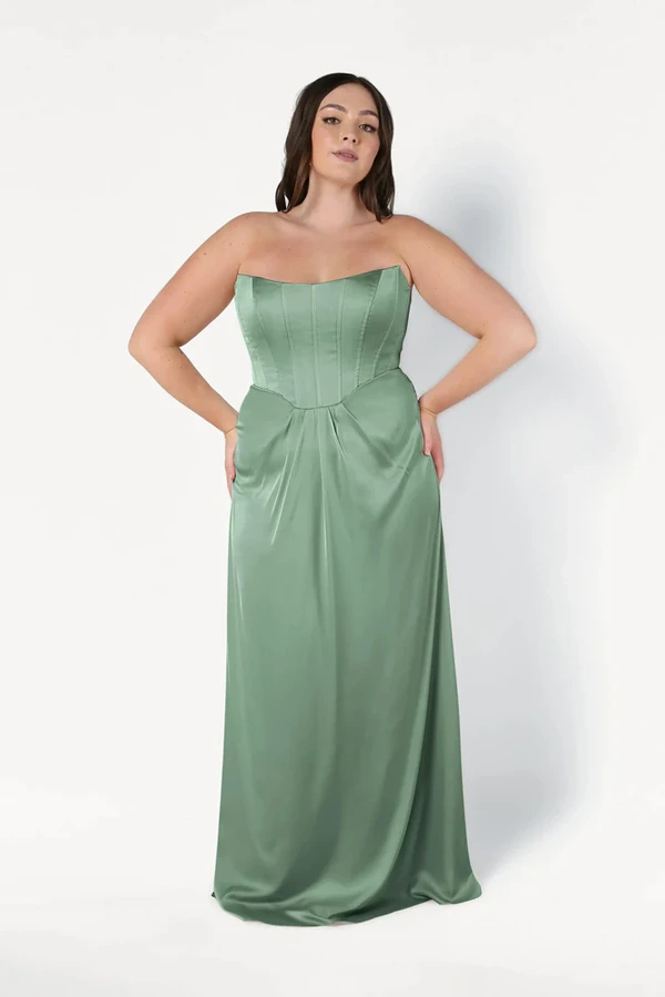 Selena Sage Green Bridesmaid Dress by TH&TH curve-front Selena Sage Green Bridesmaid Dress by TH&TH curve-front