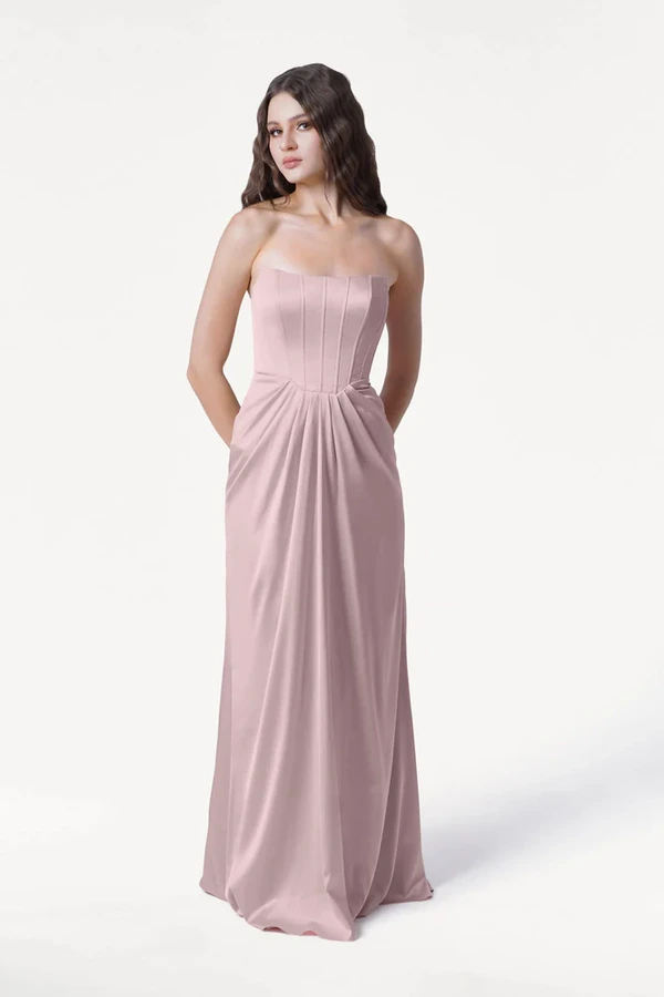 Selena Smoked Blush Bridesmaid Dress by TH&TH front Selena Smoked Blush Bridesmaid Dress by TH&TH front