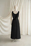 Athena junior bridesmaid dress by TH&TH in Black, full-length back view