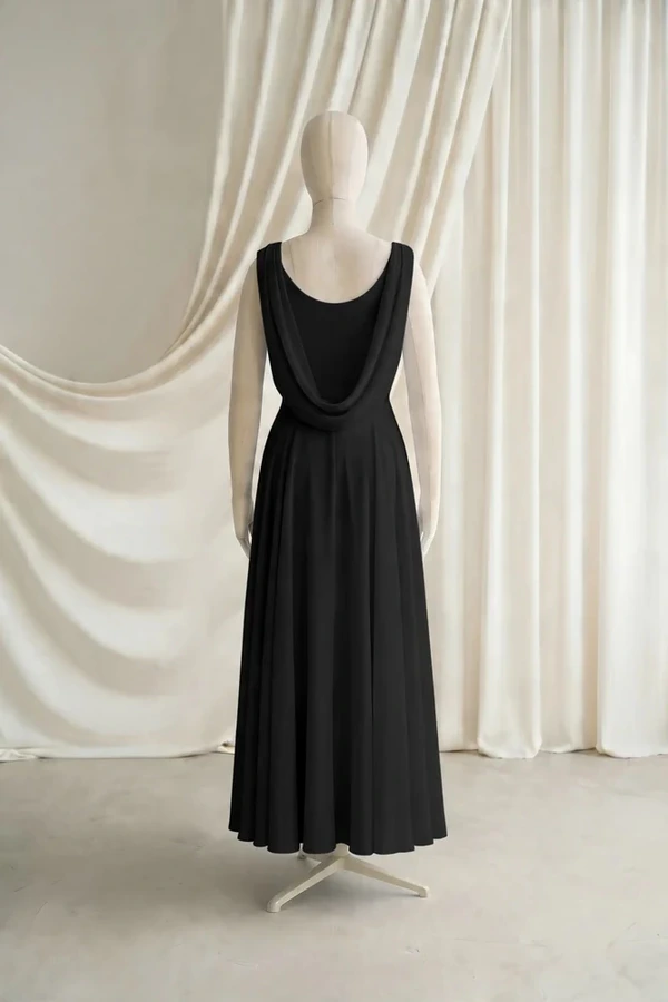 Athena Junior Bridesmaid Dress by TH&TH – Black – Black – Back Athena junior bridesmaid dress by TH&TH in Black, full-length back view
