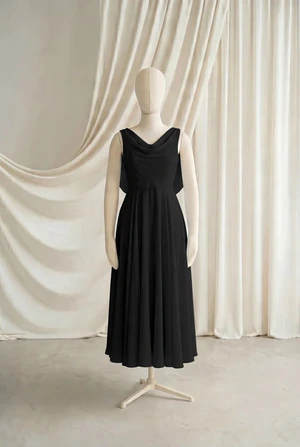 Athena junior bridesmaid dress by TH&TH in Black, full-length front view