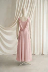 Athena junior bridesmaid dress by TH&TH in Blush Pink chiffon, full-length back view