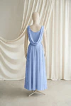 Athena junior bridesmaid dress by TH&TH in Dusty Blue chiffon, full-length back view