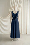 Athena junior bridesmaid dress by TH&TH in Navy, full-length back view