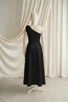 Mara junior bridesmaid dress by TH&TH in Black, full-length back view