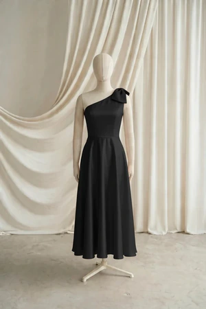 Mara junior bridesmaid dress by TH&TH in Black, full-length front view