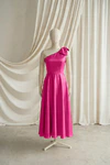 Mara junior bridesmaid dress by TH&TH in Cerise, full-length front view