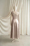 Mara junior bridesmaid dress by TH&TH in Champagne Sky, full-length back view