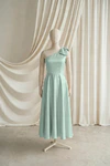 Mara junior bridesmaid dress by TH&TH in Dusty Eucalyptus, full-length front view