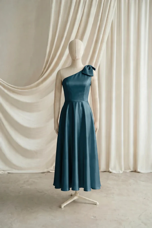 Mara Junior Bridesmaid Dress by TH&TH – Green – Emerald Dawn – Front Mara junior bridesmaid dress by TH&TH in Emerald Dawn, full-length front view