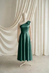 Mara junior bridesmaid dress by TH&TH in Forest Green, full-length front view
