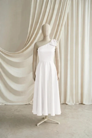 Mara junior bridesmaid dress by TH&TH in Ivory, full-length front view