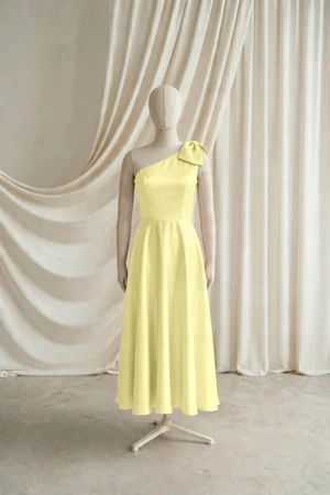 Mara junior bridesmaid dress by TH&TH in Limoncello, full-length front view
