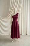 Mara junior bridesmaid dress by TH&TH in Merlot, full-length front view