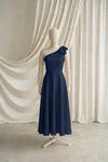 Mara junior bridesmaid dress by TH&TH in Navy, full-length front view