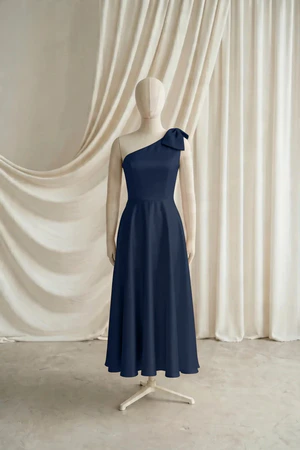 Mara junior bridesmaid dress by TH&TH in Navy, full-length front view