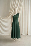 Mara junior bridesmaid dress by TH&TH in Olive Grove, full-length front view