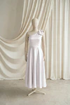 Mara junior bridesmaid dress by TH&TH in Oyster, full-length front view