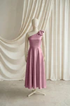 Mara junior bridesmaid dress by TH&TH in Rose Pink, full-length front view