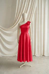 Mara junior bridesmaid dress by TH&TH in Ruby, full-length front view