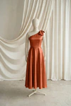 Mara junior bridesmaid dress by TH&TH in Terracotta, full-length front view