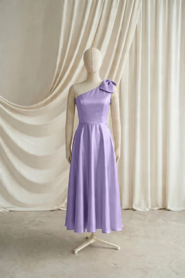 Mara Junior Bridesmaid Dress by TH&TH – Purple – Violet – Front Mara junior bridesmaid dress by TH&TH in Violet, full-length front view