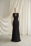 Nala junior bridesmaid dress by TH&TH in Black, full-length back view