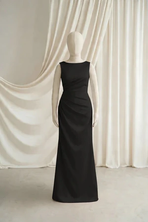 Nala junior bridesmaid dress by TH&TH in Black, full-length front view