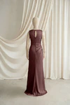 Nala junior bridesmaid dress by TH&TH in Chocolate Brown, full-length back view