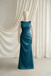Emerald Dawn Nala junior bridesmaid dress by TH&TH, satin boat neck, front view