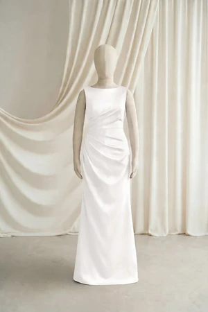 Nala junior bridesmaid dress by TH&TH in Ivory, full-length front view