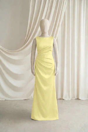 Nala junior bridesmaid dress by TH&TH in Limoncello, full-length front view