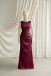 Nala junior bridesmaid dress by TH&TH in Merlot, full-length front view