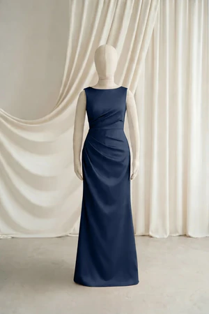 Nala junior bridesmaid dress by TH&TH in Navy, full-length front view