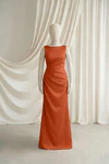 Nala junior bridesmaid dress by TH&TH in Terracotta, full-length front view