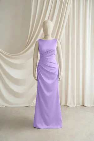 Nala junior bridesmaid dress by TH&TH in Violet, full-length front view