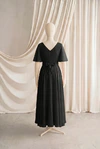 Phoebe junior bridesmaid dress by TH&TH in Black, full-length back view