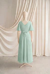 Phoebe junior bridesmaid dress by TH&TH in Dusty Eucalyptus, full-length back view