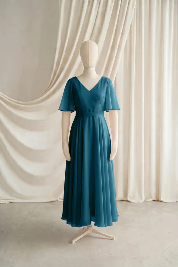 Phoebe Junior Bridesmaid Dress by TH&TH – Green – Emerald Dawn – Front Phoebe junior bridesmaid dress by TH&TH in Emerald Dawn, full-length front view