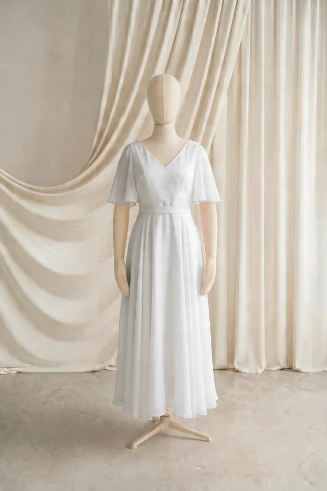 Phoebe Neutral Junior Bridesmaid Dress by TH&TH